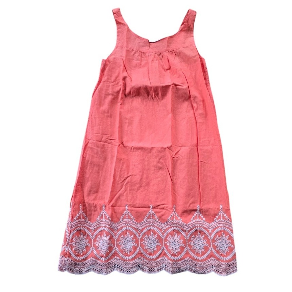 Crazy 8 Sleeveless Dress Kids XL‎ 14 Coral Pink Eyelet Boho Cottagecore Cotton